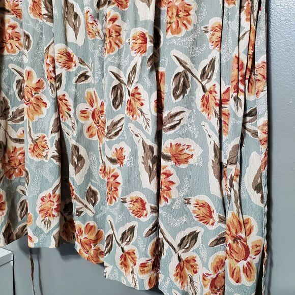 Vintage 90s Dress Womens Size Medium Floral Drop Waist Tie Lace Up Sheer Flowy - Picture 5 of 10